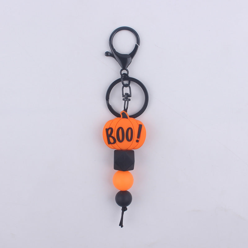 Wholesale Halloween BOO Bat Silicone Handmade Beaded Keychain